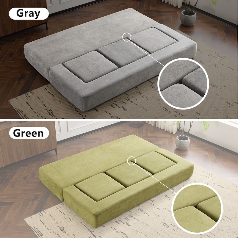 79.14" Chenille 3-Seater Sofa, Foldable Play Mat and Removable Cover