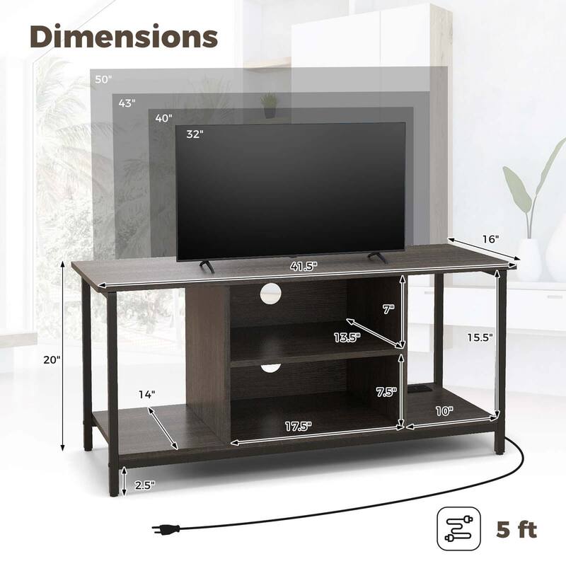 Costway TV Stand with Power Outlet USB & Type-C Port 3-tier TV Console - See Details