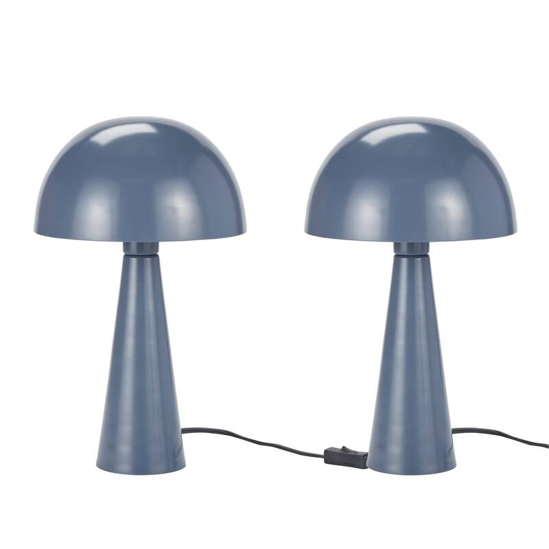 Nourison 16" Mushroom Shaped Iron Table Lamps, Set of 2