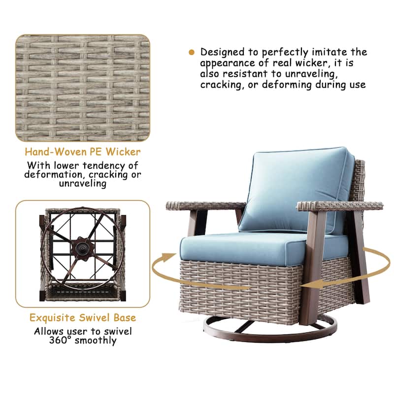 Cozywor Wicker Patio Outdoor Swivel Rocking Chair (Set of 2)