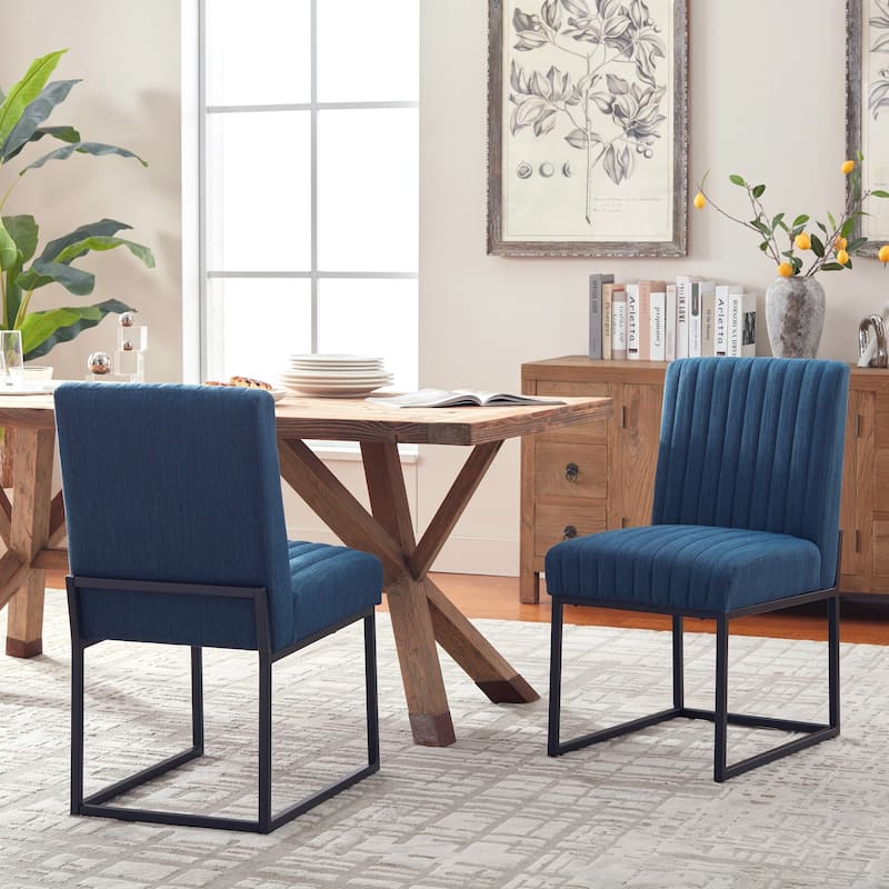 Mid Century Modern Dining Chair with Black Metal Legs