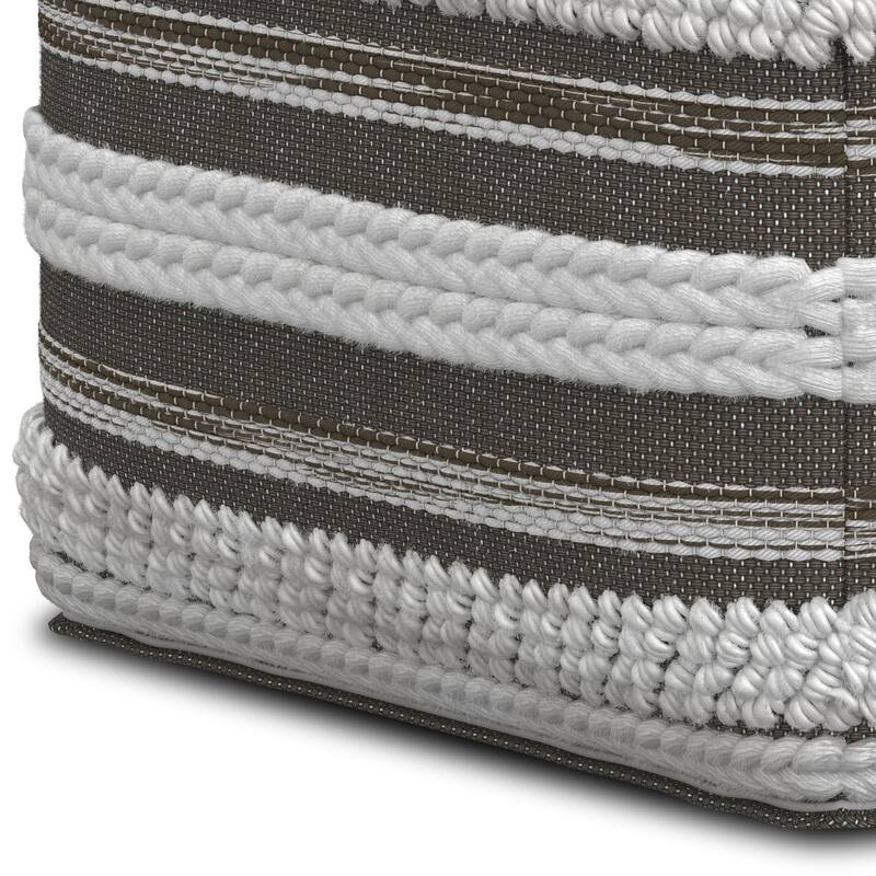 WYNDENHALL Silva Boho Square Pouf in Handloom Woven Pattern