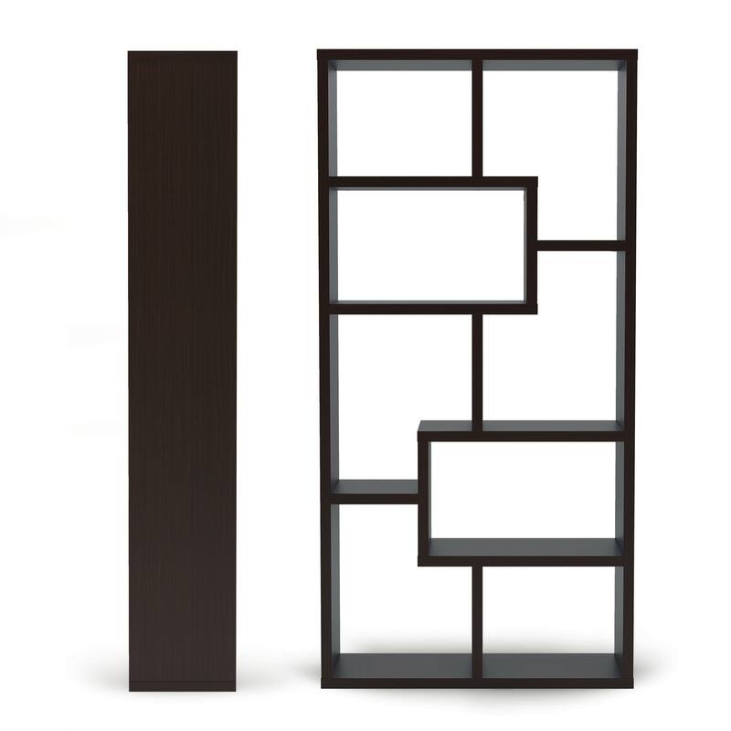DH BASIC Modern Geometric 8-Shelf Open-Back Bookcase by Denhour