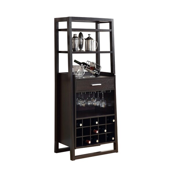 60" Brown Contemporary Ladder Style Storage Home Bar Table - N/A