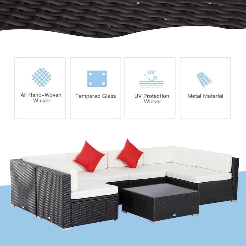 Outsunny 7-Piece Outdoor Wicker Patio Furniture Set