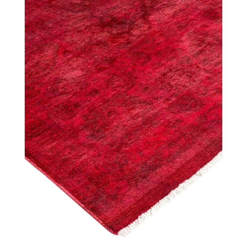 Overton Hand Knotted Wool Vintage Inspired Modern Contemporary Overdyed Pink Area Rug - 8' 2" x 10' 3"