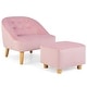 preview thumbnail 2 of 16, Costway Kids Sofa Chair w/ Ottoman Toddler Single Sofa Velvet - 20'' x 20'' x 19.5'' Pink