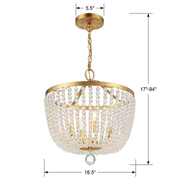 Rylee 4 Light Antique Gold Chandelier - 16.5'' W x 17'' H