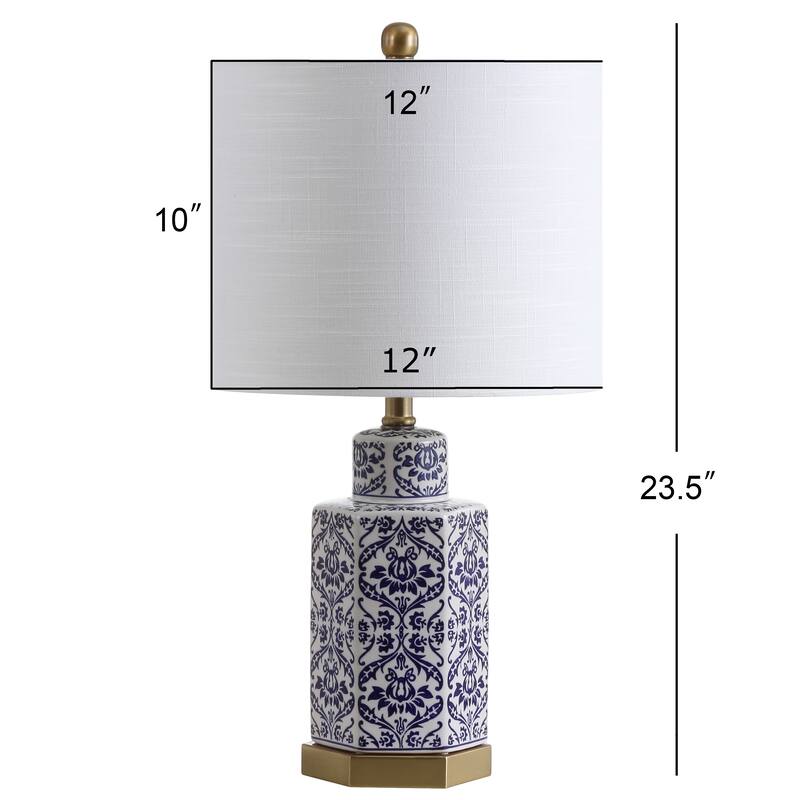 Gretchen 23.5" Ginger Jar Ceramic/Metal LED Table Lamp, Blue/White by JONATHAN Y