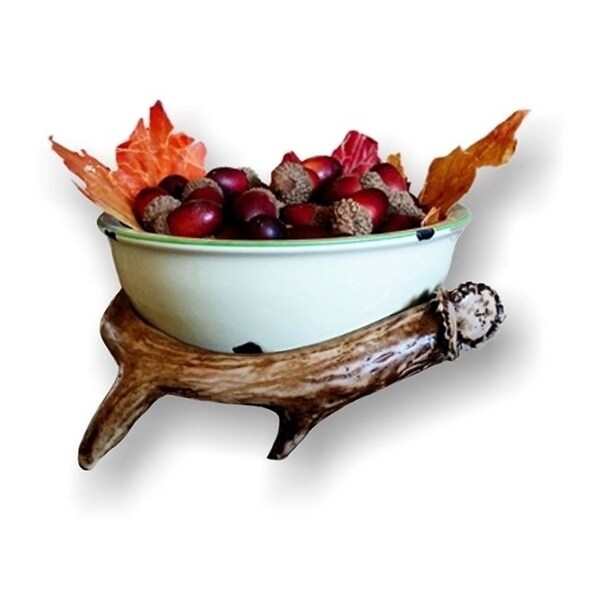 Mountain Mikes Reproductions MMR 6AB 6 in. Ceramic Bowl with Antler Holder