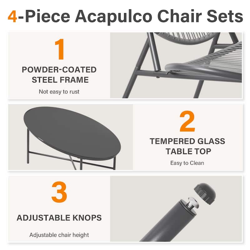 4-Piece or 2-Piece PE Rattan Patio Conversation Set