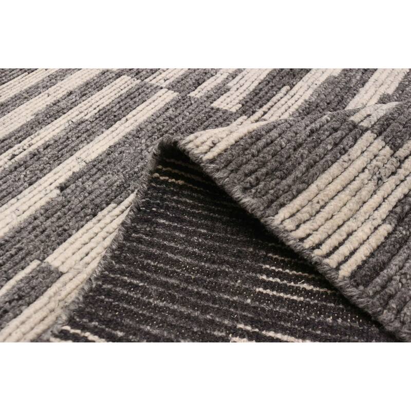 ECARPETGALLERY Hand-knotted Tangier Dark Grey Wool Rug - 5'3 x 7'4