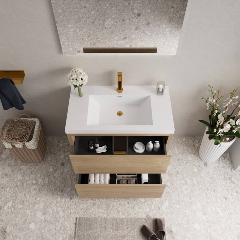 Abruzzo 36" Freestanding Bathroom Vanity with Stone Resin Sink and Two Soft Close Drawers
