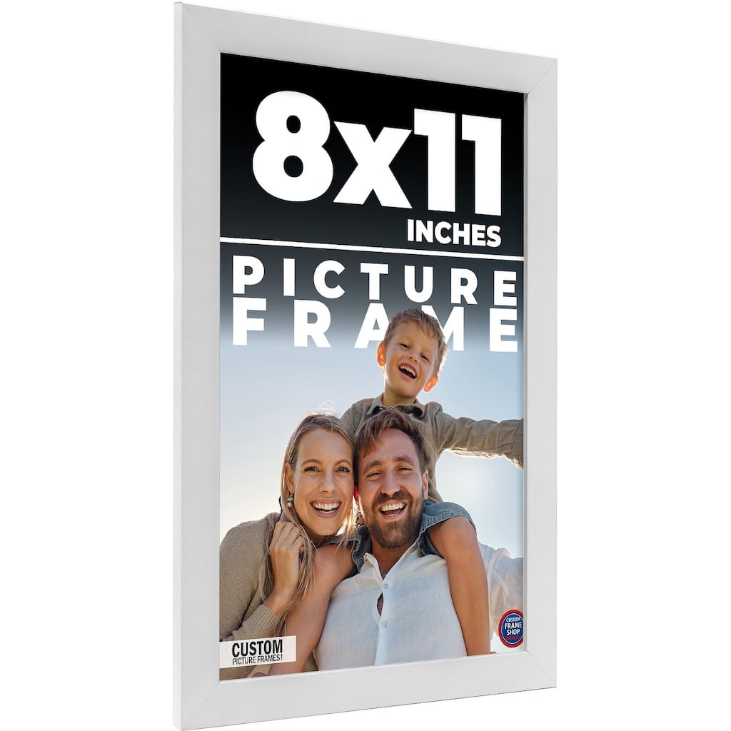 8x11 Frame White Solid Wood Picture Frame Includes UV Acrylic Shatter