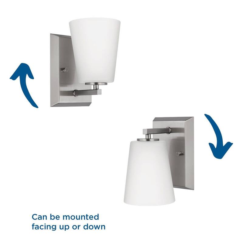 Vertex Collection One-Light Brushed Nickel Etched White Glass Contemporary Bath Light - 4.75 in x 6.25 in x 7.5 in