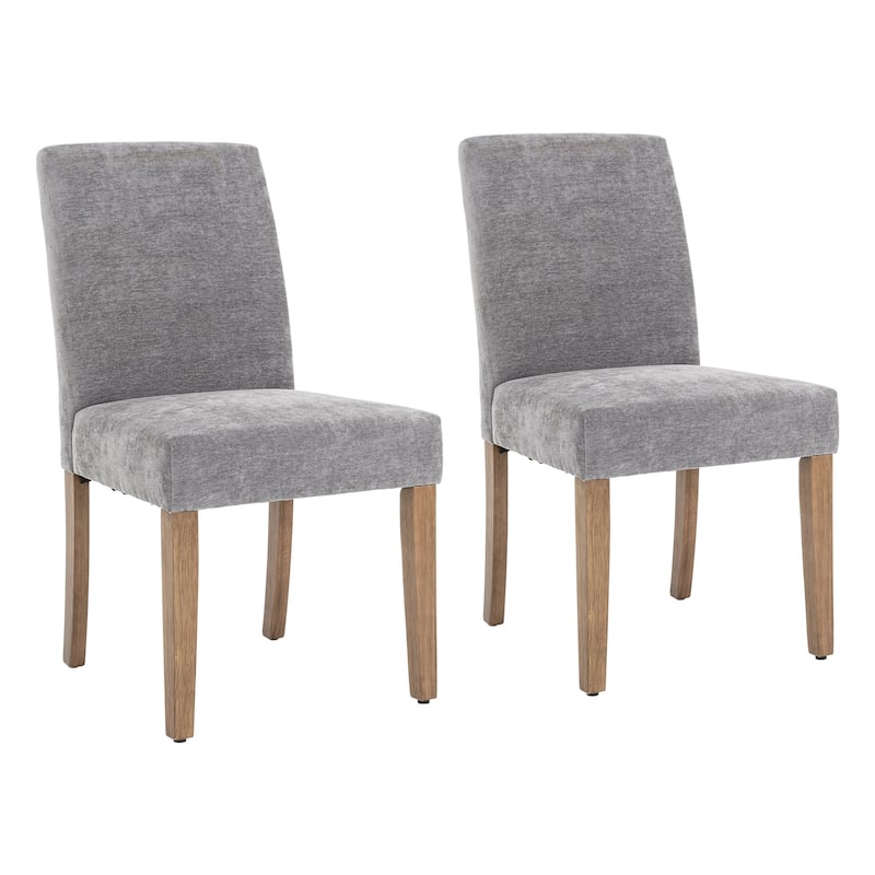 Boucle Fabric Upholstered Dining Chairs (Set of 2) - Grey
