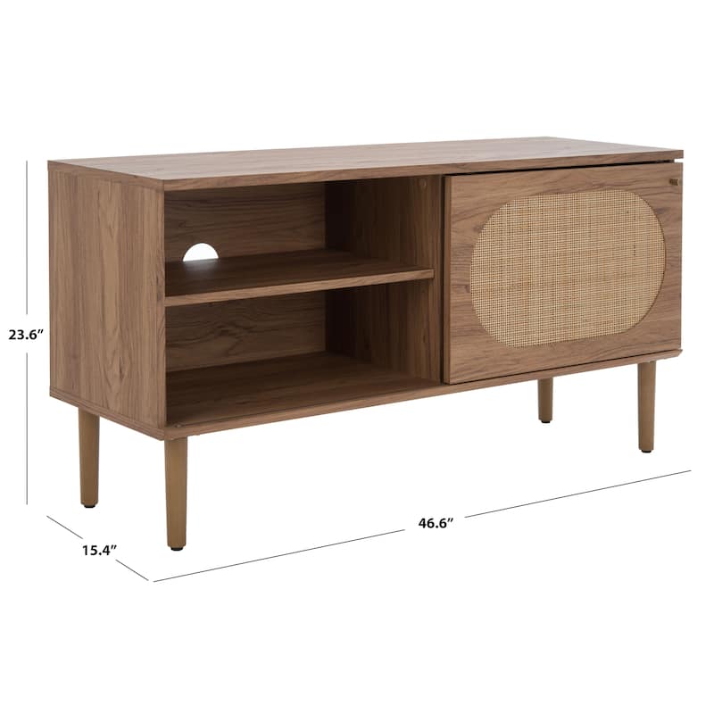 SAFAVIEH Sade Single Door 2-Shelf Media Stand - 47" W x 15" D x 24" H - 47Wx15Dx24H - Oak