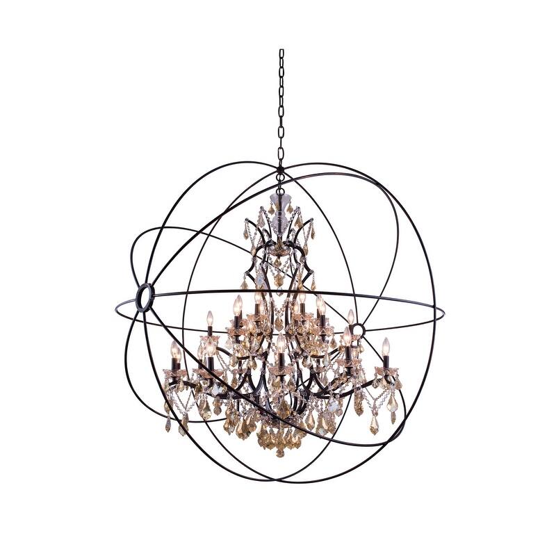 Royce Edge 25 light Dark Bronze Chandelier - dark bronze royal cut golden teak (smoky) crystals - N/A