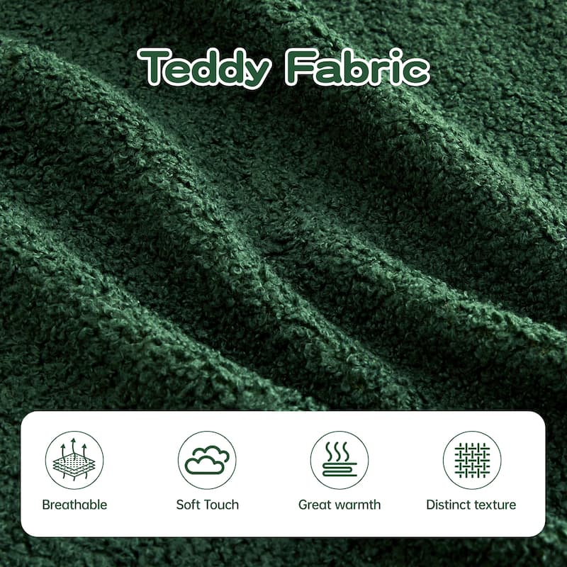 Teddy Fabric Contrast Sofa for Living Room, Upholstered Sectional Couch with L-Shaped Chaise, Boneless Couch with Throw Pillows
