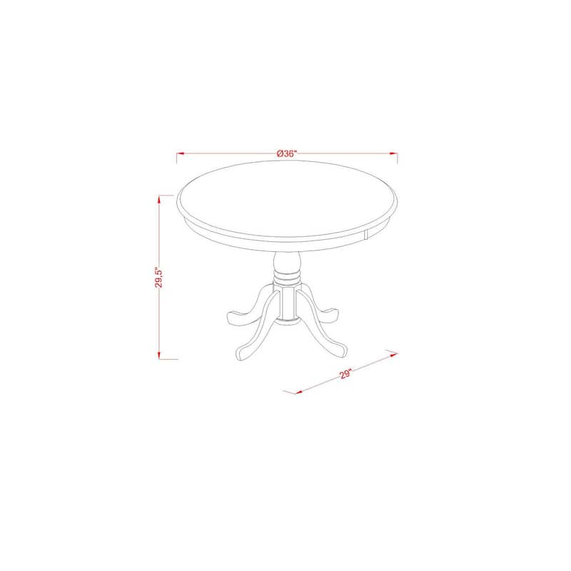 HomeStock 5-Pc Round Natural Oak Finish Solid Wood Top Dining table with 4 Chairs