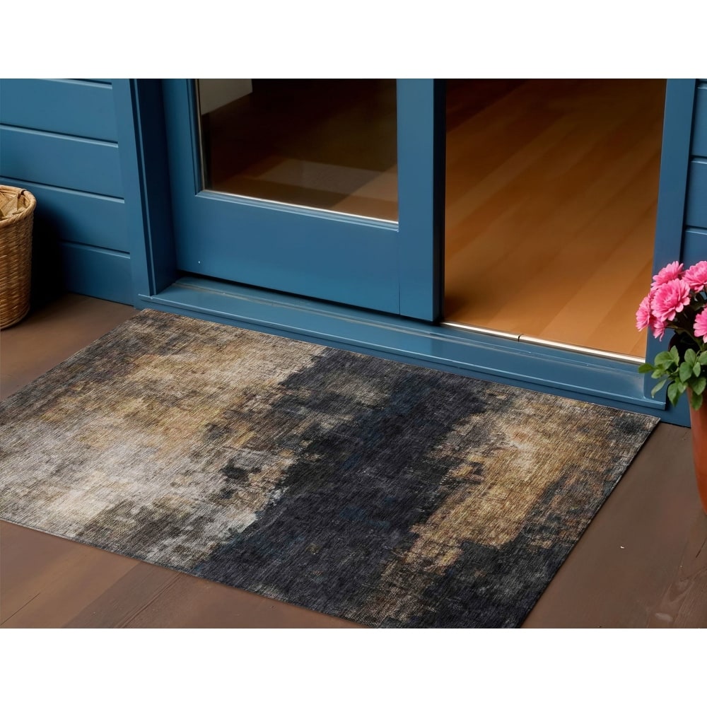 HomeRoots Abstract Transitional Rectangle Outdoor Rug