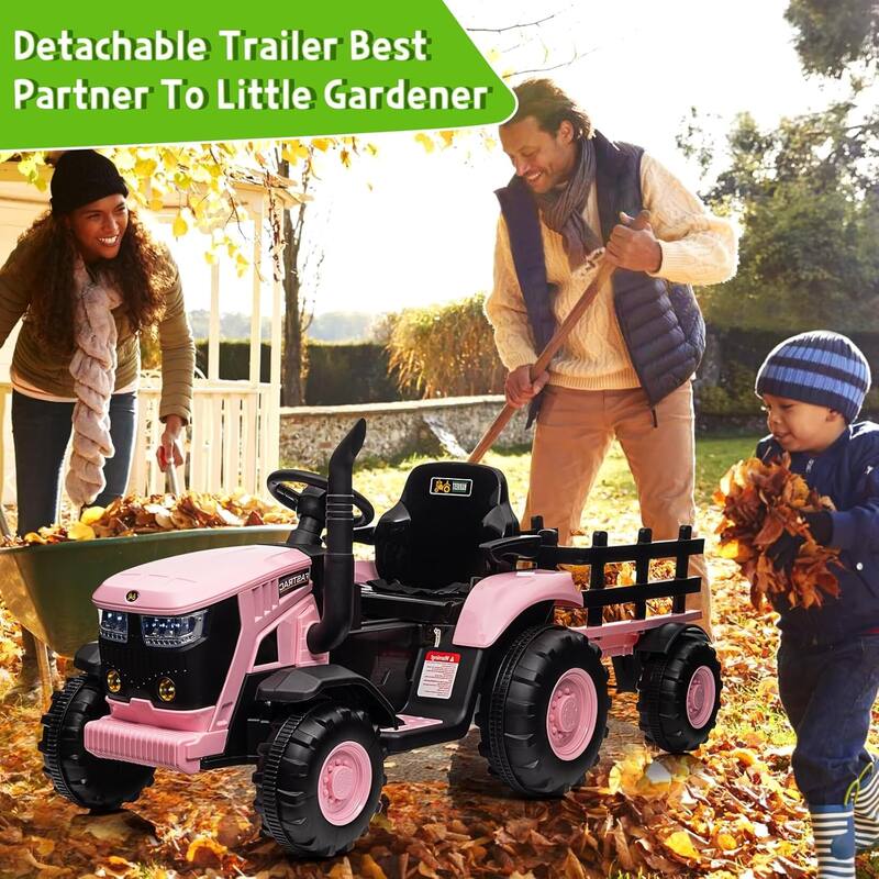 Kids Ride on Tractor with Remote Control, 12V Battery Powered Electric Tractor
