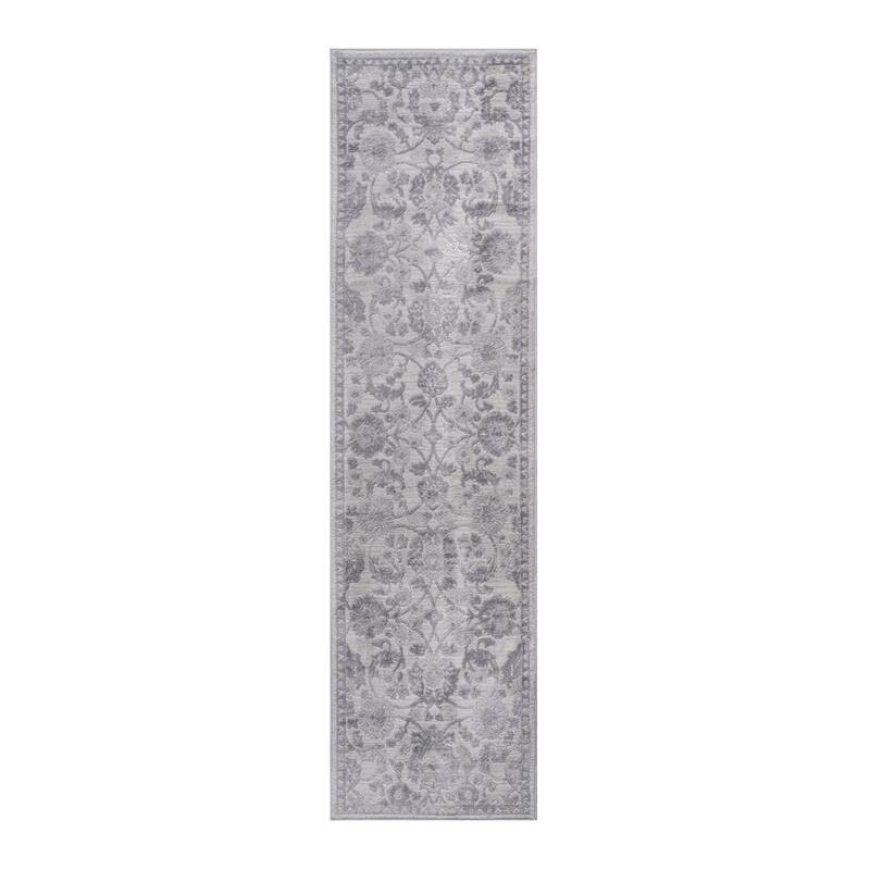 LOOM & LUXE Collection 2X8 Grey/Silver/Oriental Non-Shedding Area Rug - 96" D x 26" W x 0.35" H
