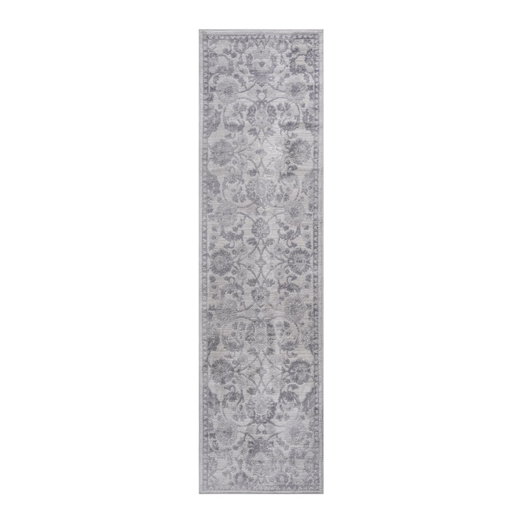 LOOM & LUXE Collection 2X8 Grey/Silver/Oriental Non-Shedding Area Rug - 96" D x 26" W x 0.35" H