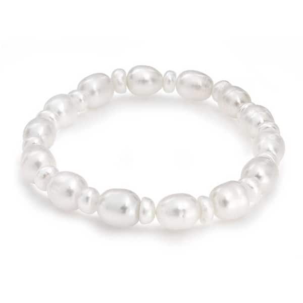 slide 1 of 4, Baroque Freshwater Cultured Pearl Single Strand Stretch Bracelet White - 6-6.5 MM - White