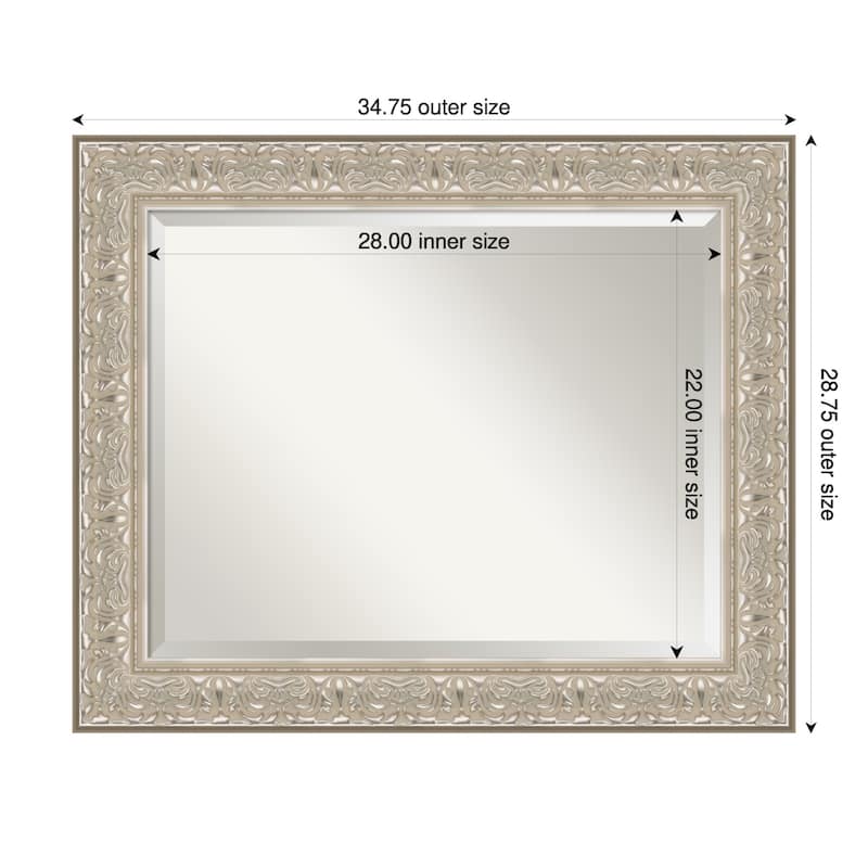 Luxe Beveled Framed Wall Mirror - 35 x 29 in - Luxe Silver Cream
