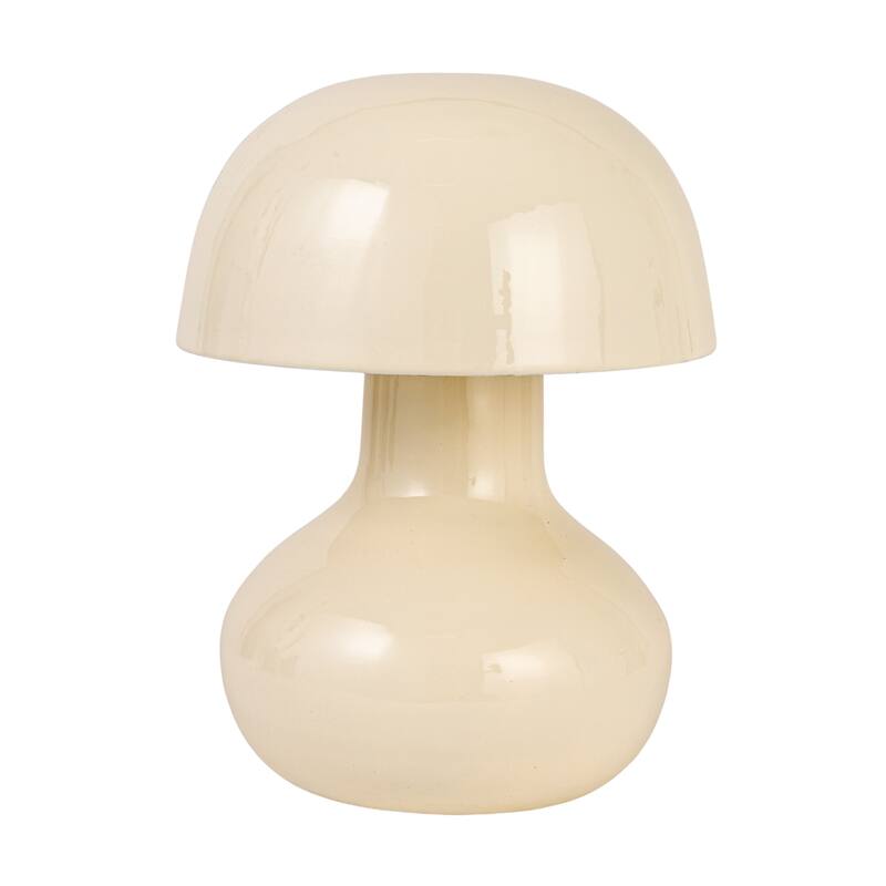 Enameled Metal Mushroom Shaped Table Lamp with Inline Switch, Ivory Color - 8.0"L x 8.0"W x 10.3"H