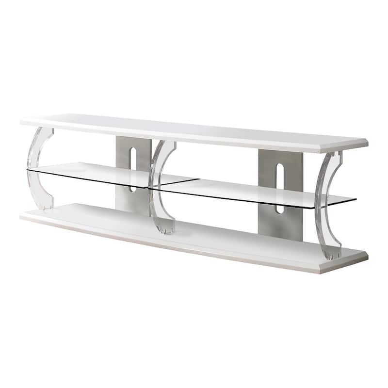 Lald Modern Glass 4-Shelf TV Console with LED by Furniture of America