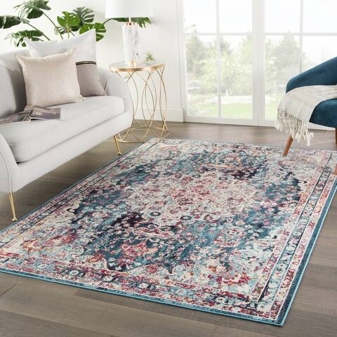 The Curated Nomad Willard Medallion Teal Area Rug