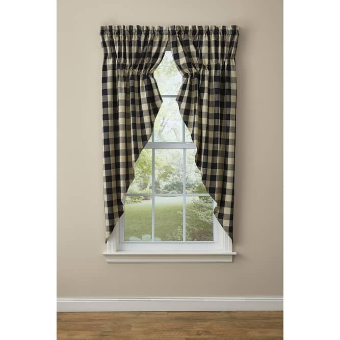 Park Designs Black Buffalo Check Lined Swag 63"L - 72" x 63"