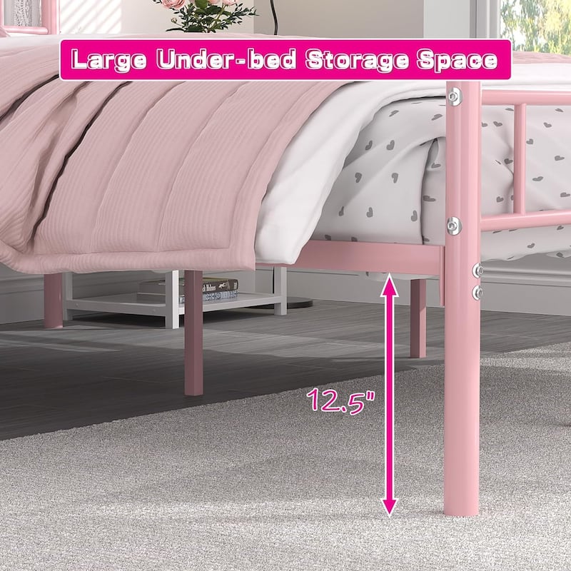 Victoria Metal Platform Bed Frames with Headboard