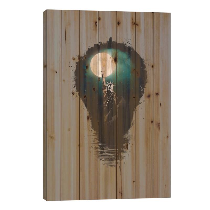 Big City Lights Print On Wood by Balazs Solti - Multi-Color - 26x18x1.5