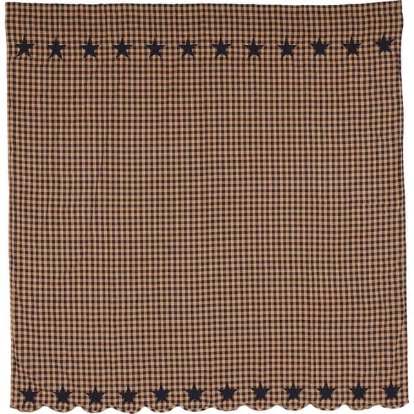 slide 2 of 6, Primitive Bath VHC Star Shower Curtain Rod Pocket Cotton Star Appliqued