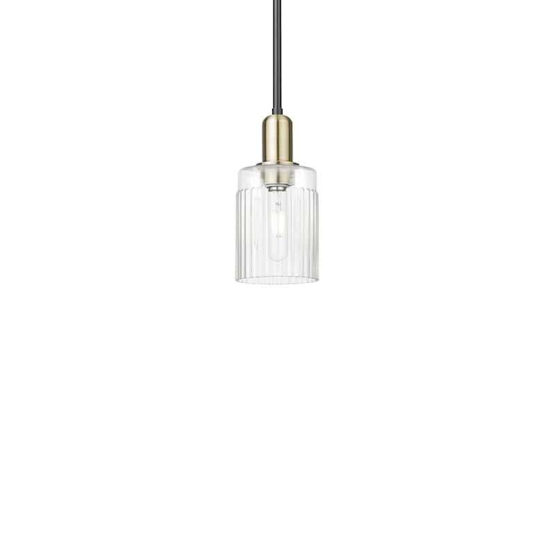 Innovations Lighting 716-1S-10-5 Hadley Pendant Hadley 5" Wide Mini - Black Antique Brass / Clear