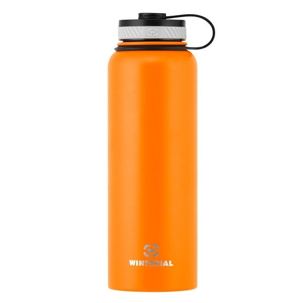 Winterial Insulated Water Bottle, 40oz, Double Walled HOT & COLD, Vacuum Sealed, Orange, Thermos