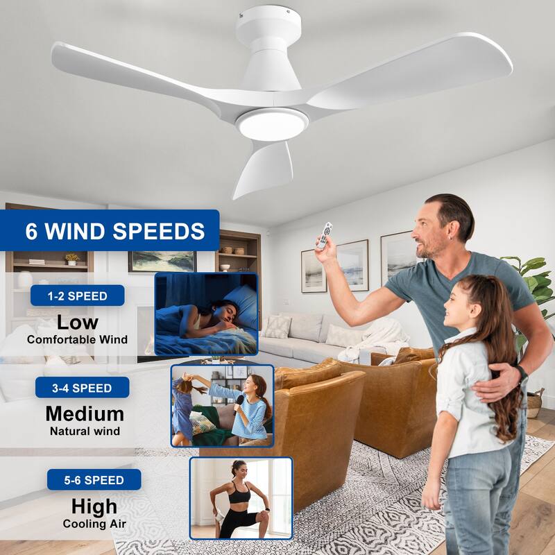 Ceiling Fan Without Light: 42-52 Inch 3 Blade Indoor Outdoor Fans for Patios