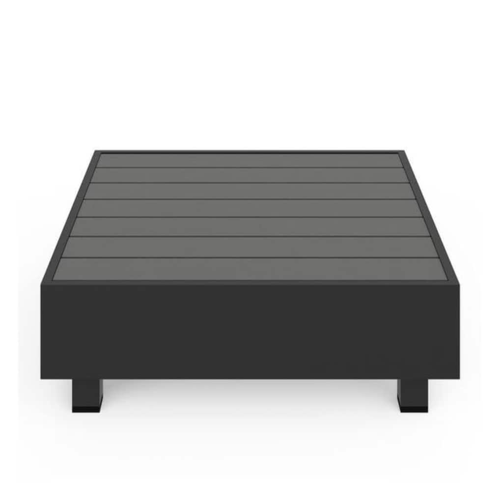 29" Square Black Metal Coffee Table, Slatted Patio Table