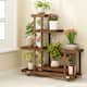 6 Tier Multi-Tiered Solid Wood Plant Stand with Wheels - Brown