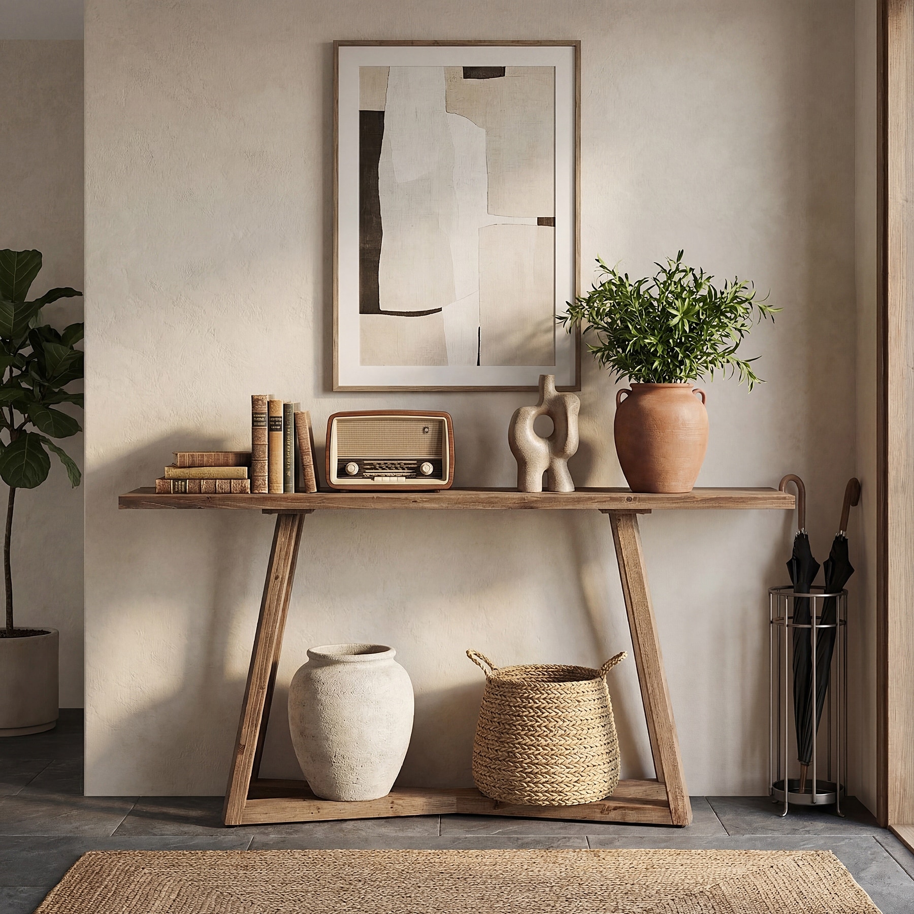 63-Inch Solid Wood Console Table with X‑Shaped Base