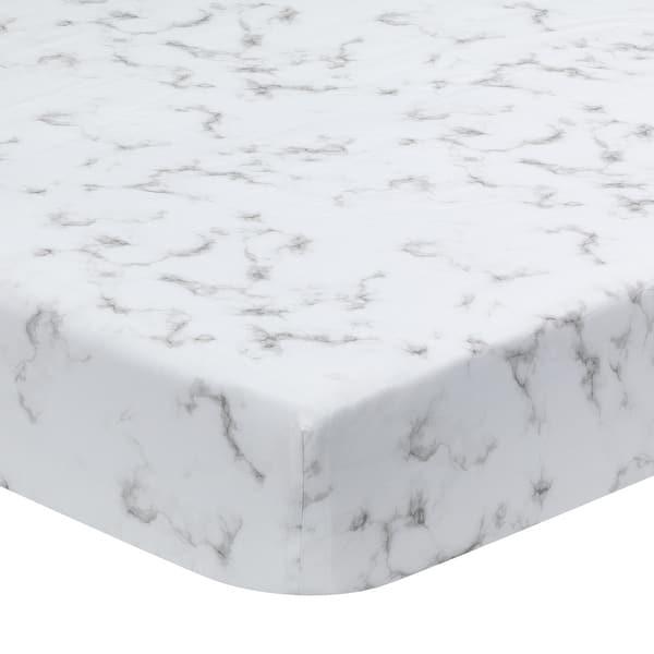 slide 2 of 6, Lambs & Ivy Signature Gray/White Marble Organic Cotton Fitted Crib Sheet