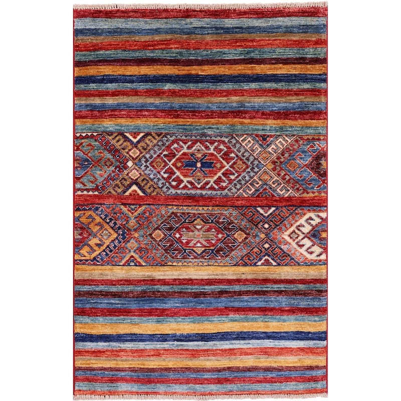 Golden Nile Khorjin Persian Gabbeh Hand Knotted Wool Rug - 2' 8" X 4' 0"