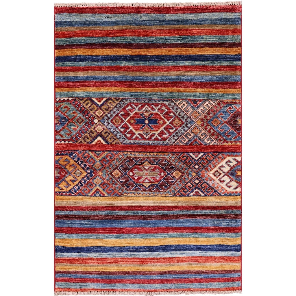 Golden Nile Khorjin Persian Gabbeh Hand Knotted Wool Rug - 2' 8" X 4' 0"