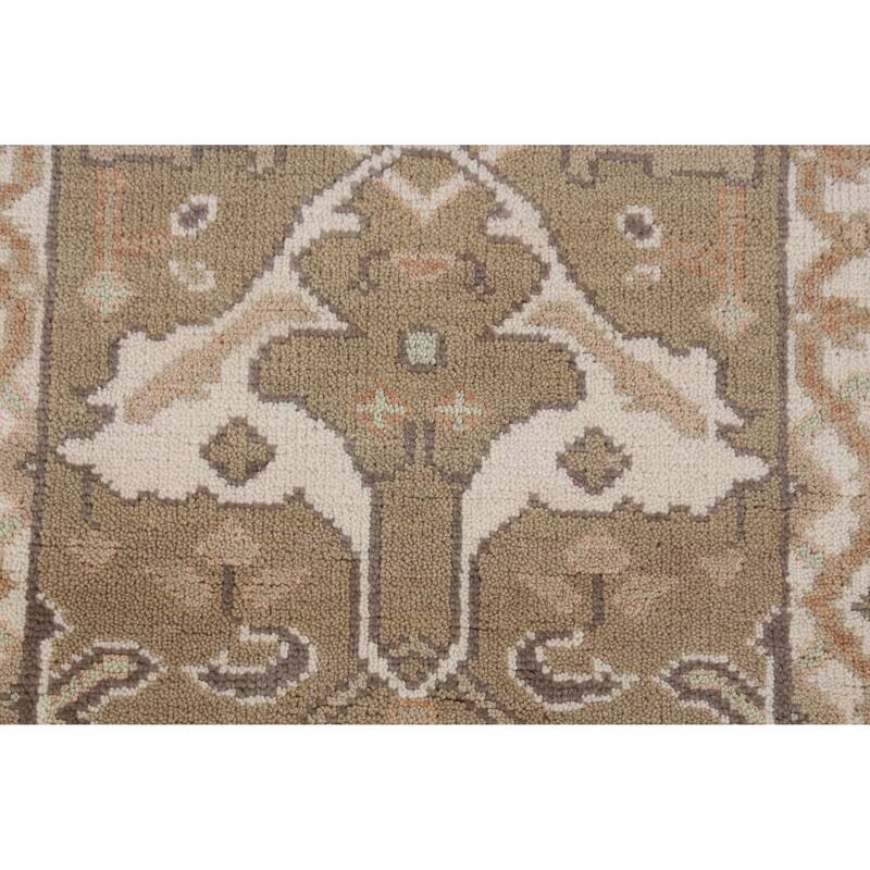 Light Brown Transitional Oushak Runner Rug Handmade Wool Carpet - 2'8" x 7'11"