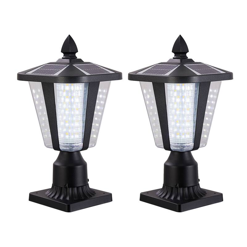 Solar Column Headlights With Dimmable LED 2 pack - Black