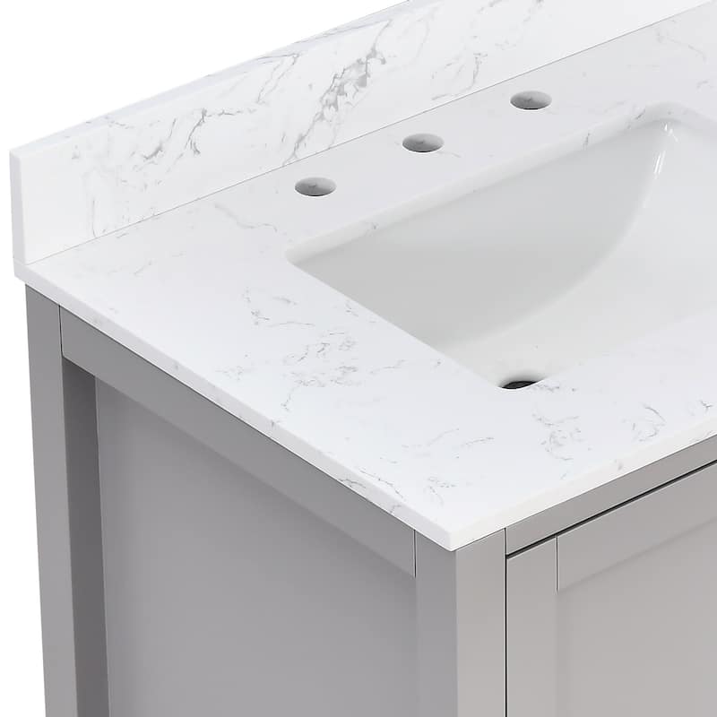 StarrySky 42 inch Undermount Left Sink Bathroom Vanity with Engineered Carrara Marble Top - 42 inch