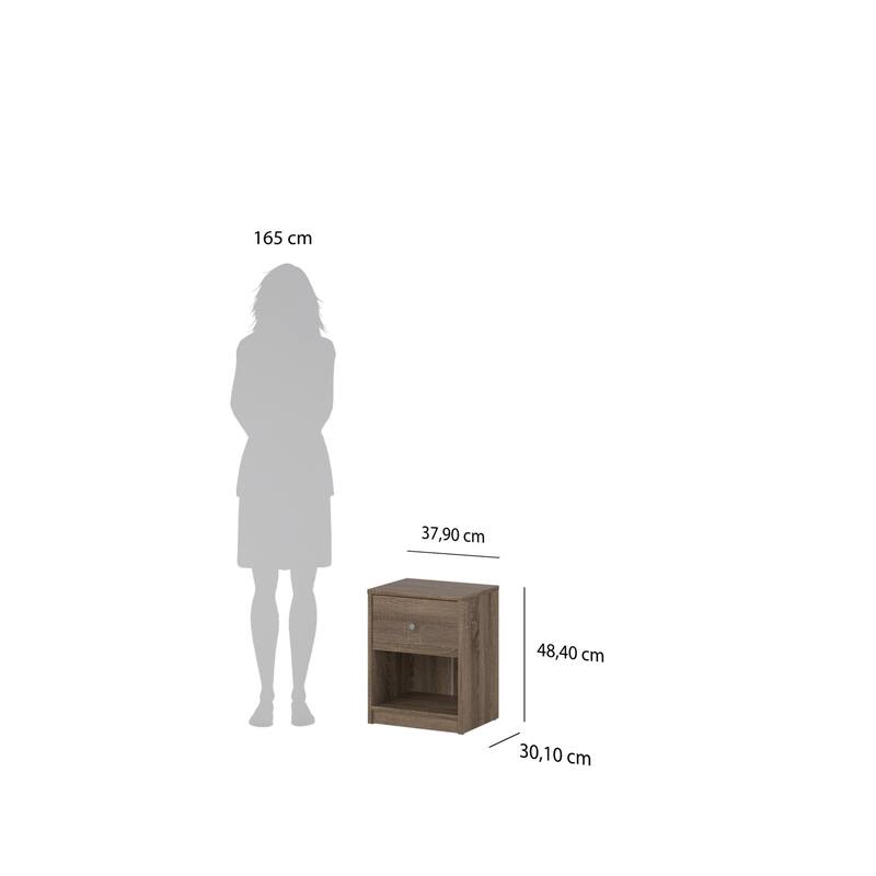 Modern 1 Drawer Nightstand - Square Cabinet, White Finish, Compact Bedside Table for Bedroom, Office, Living Room